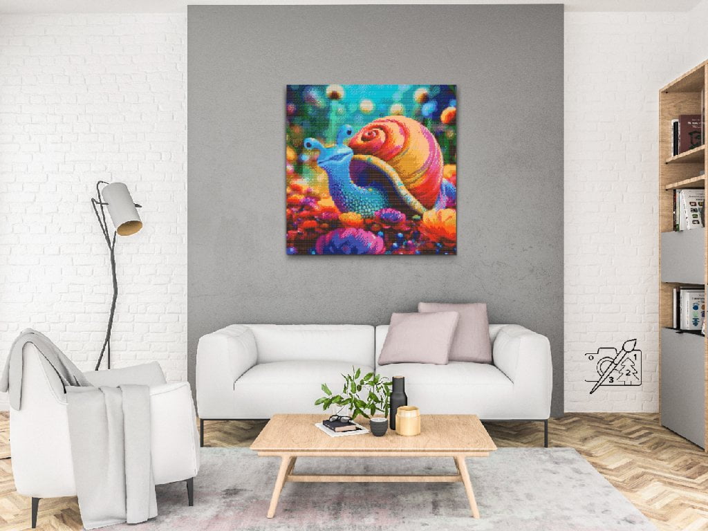 Diamond Painting Kreabutik - farverig snegl lærred i stue