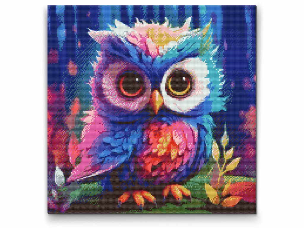 Diramond Painting Farverig ugle - færdigt lærred