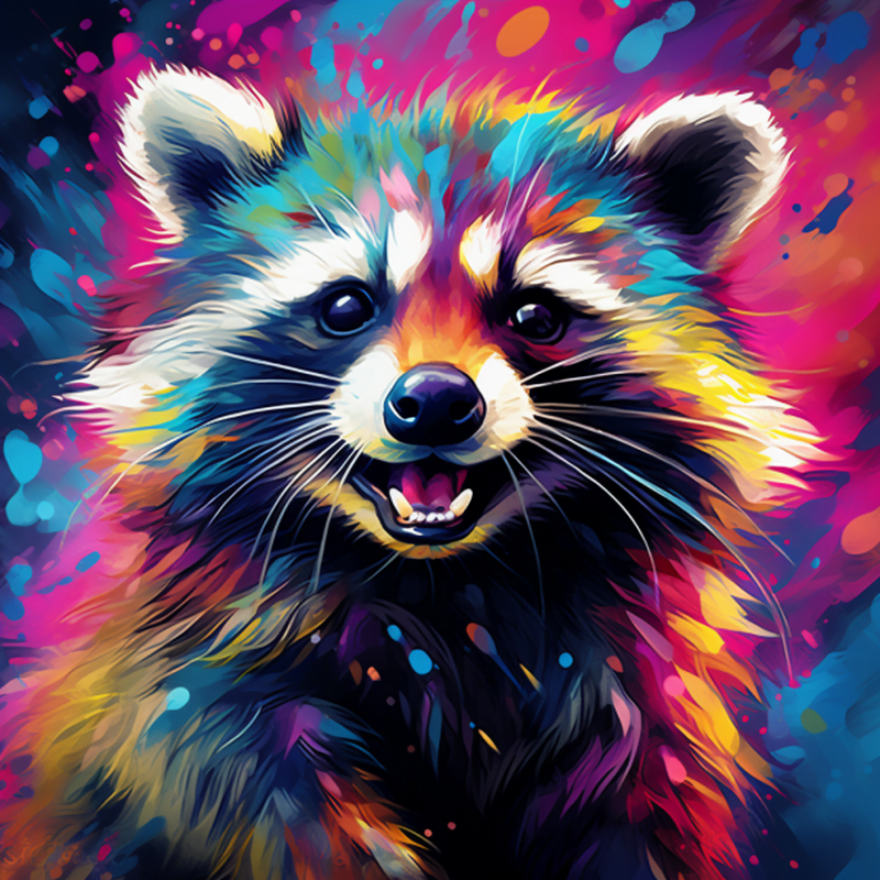 Diamond Paint - Farverig vaskebjørn