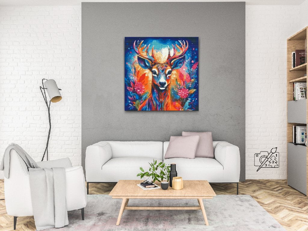 Farverige Dyr Diamond Paint - rådyr på lærred i stue