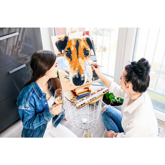 Paint by number - Genskab dit foto med et maleri - 2 kvinder der maler på lærred