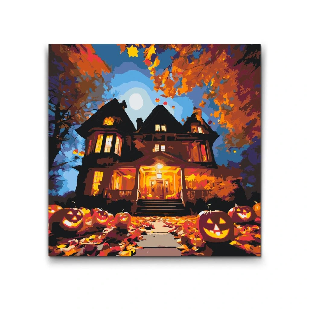 Paint by number - Halloween-huset under fuldmånen