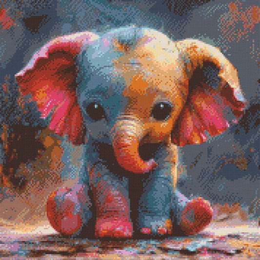 Diamond Painting Kreabutik - Farverig Baby Elefant Design
