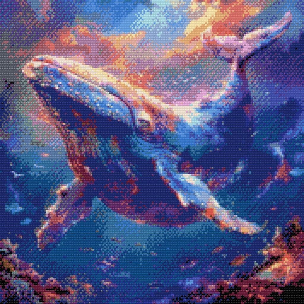 Diamond Painting Kreabutik Farverige Dyr Hval