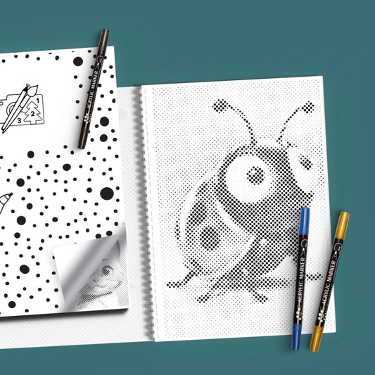 Kreabutik dotting malebog dyremotiver med tuscher