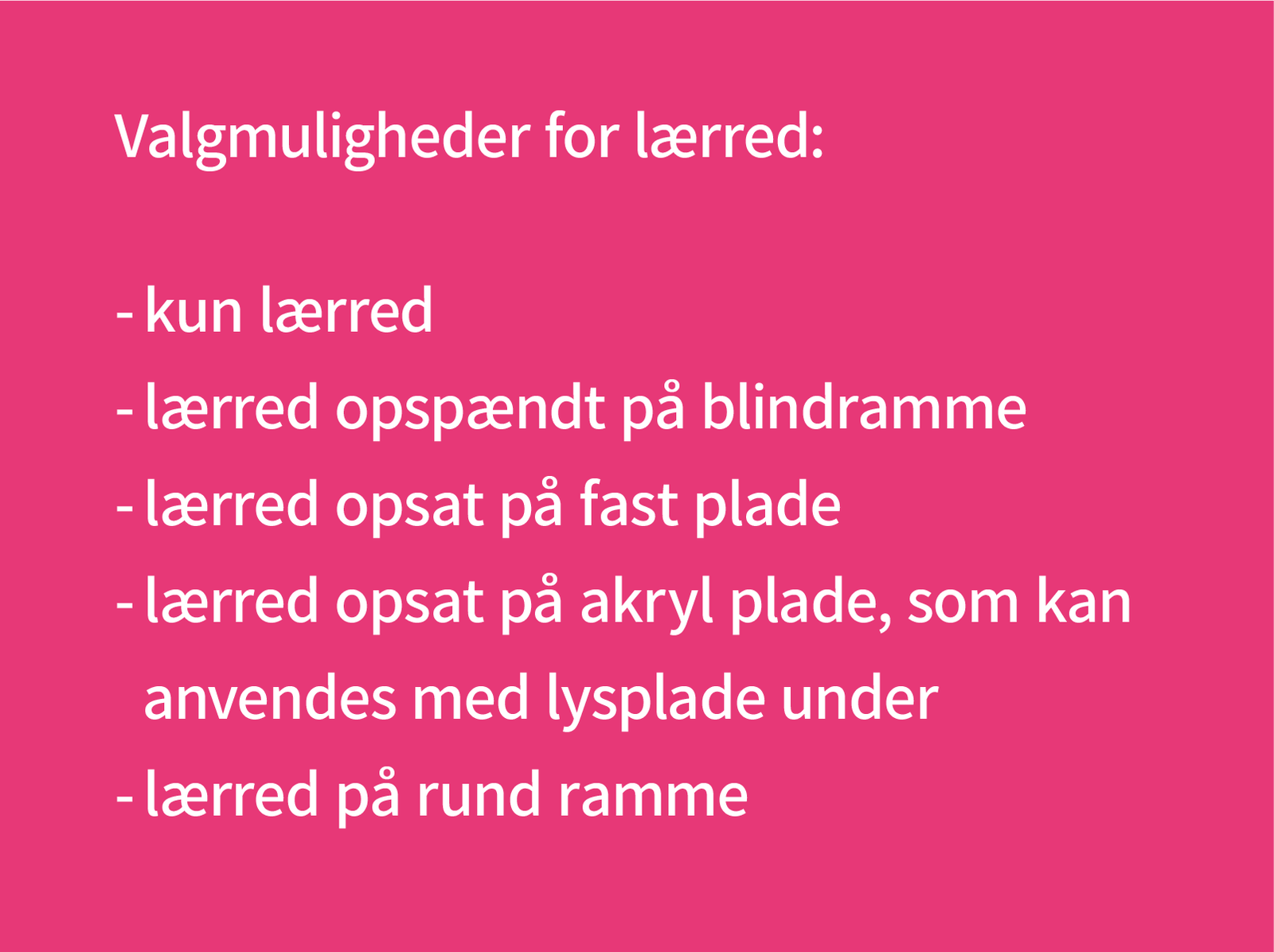 Kreabutik.dk - valgmuligheder for lærred